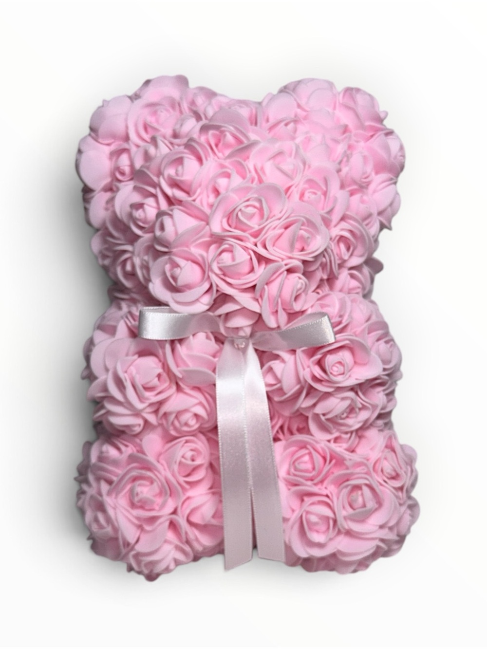 9” Pink Foam Rose Teddy Bear White Bow Valentine’s Day Room Decor